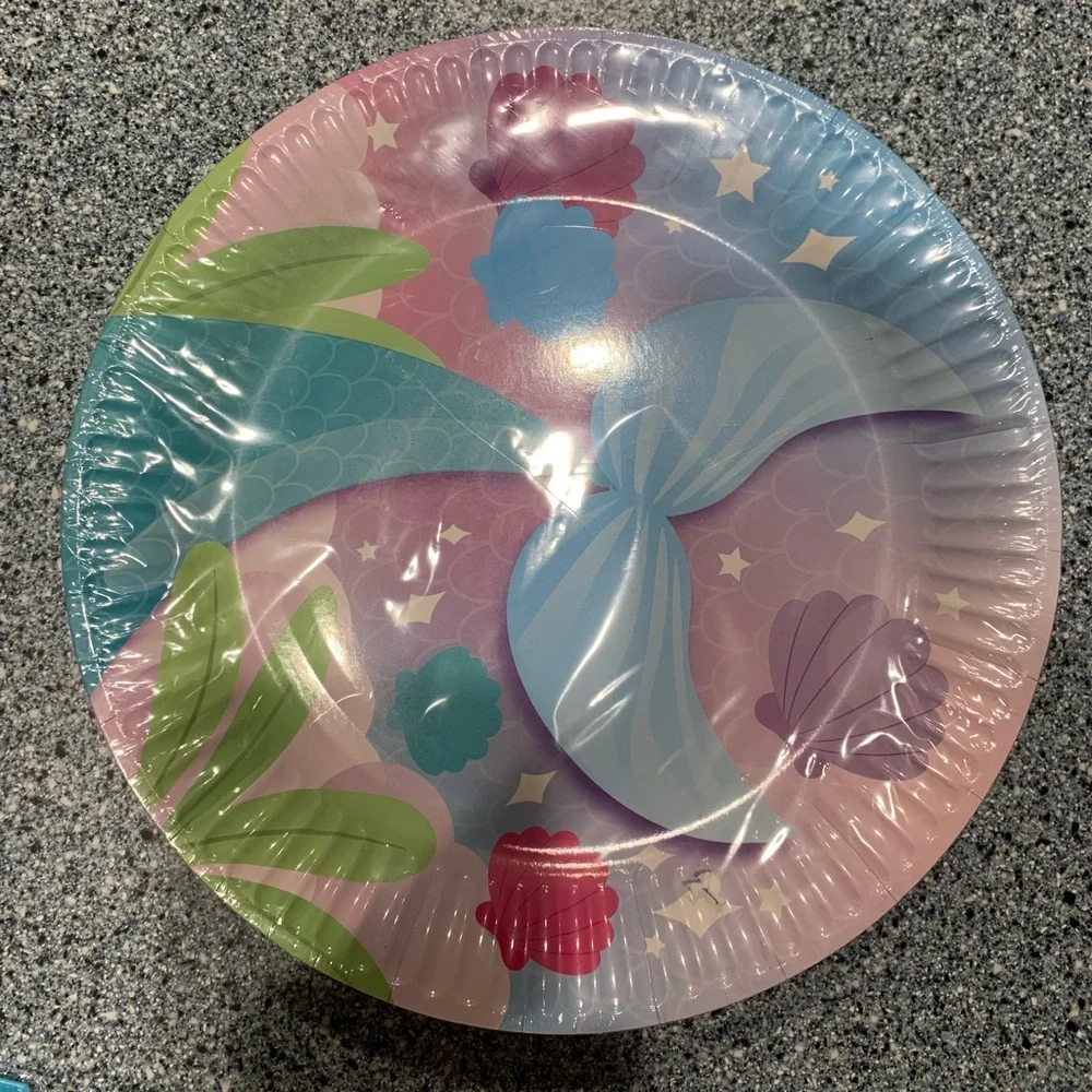 145 Pc Mermaid Birthday Party Supplies with Banner, 24 Serves Tableware Set, New